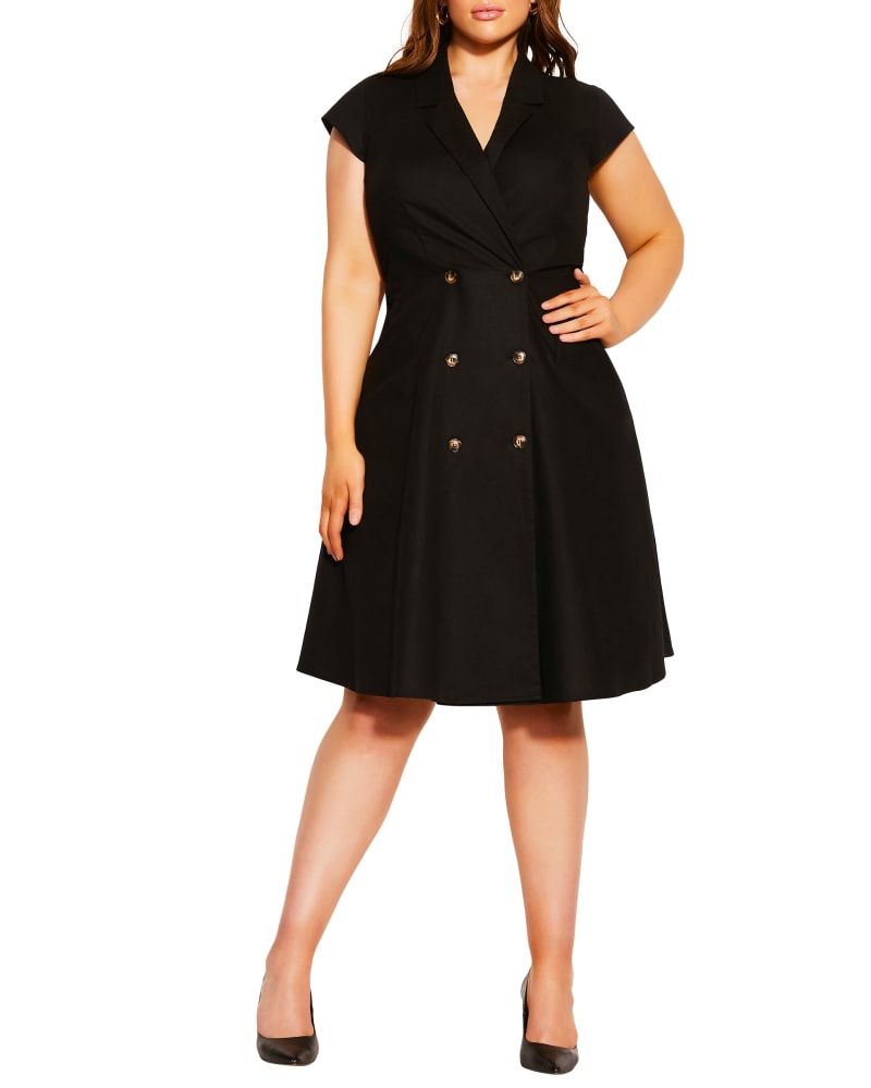 Plus size model wearing Zadie Double Breasted Work Dress by City Chic | Dia&Co | dia_product_style_image_id:191460